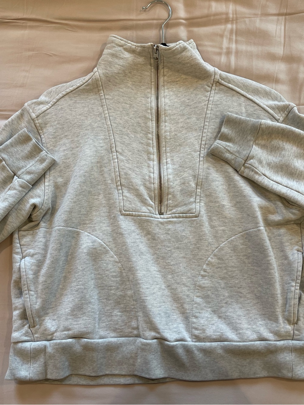 Everlane Light Gray Quarter-Zip Sweatshirt
